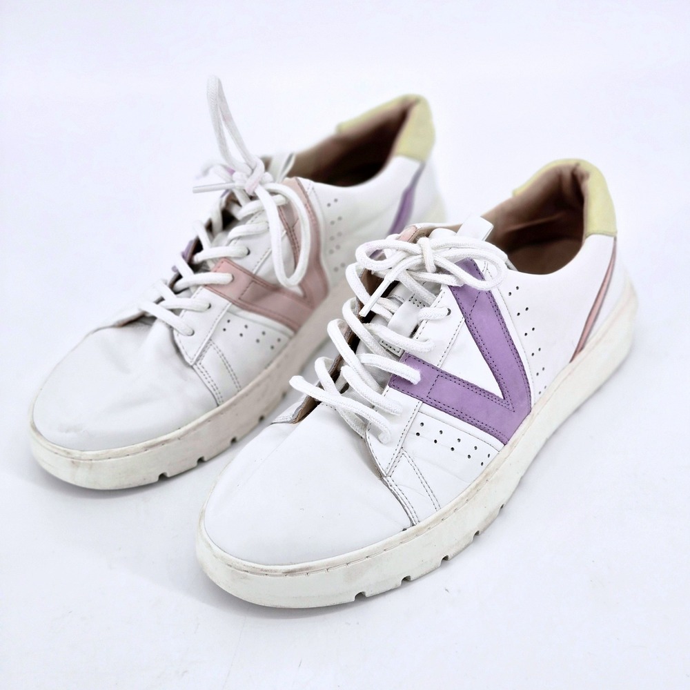 Vionic White Leather Pastel Colorblock Platform Sneakers Purple Pink Yellow